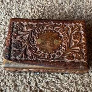 Hand Carved Wood Jewelry Box